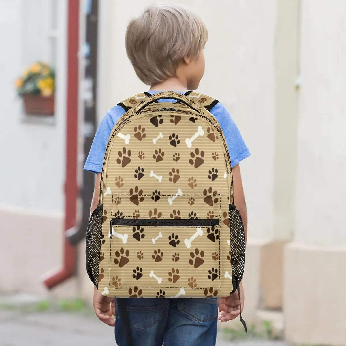 Backpack for Women Men, Pawprint Animal Paw Casual Backpacks, Waterproof Lightweight Footprint with Bones Daypack Bags for Travel Camping Work