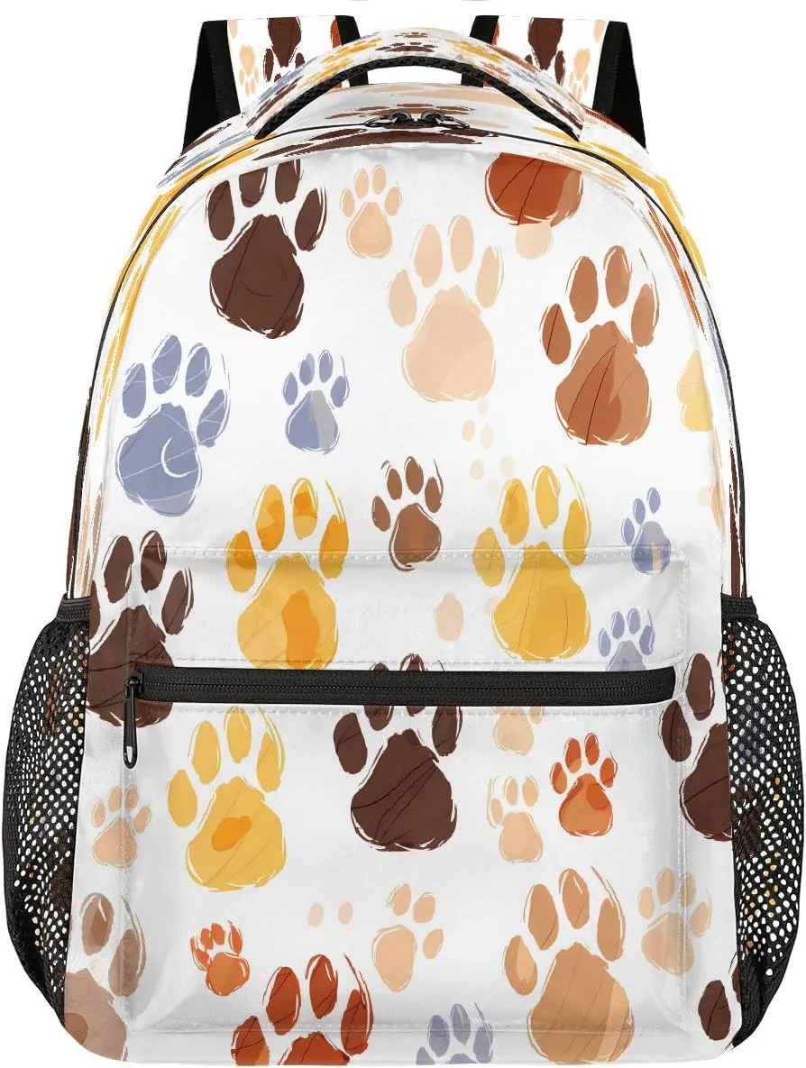 Backpack for Women Men Waterproof Backpack with Laptop Compartment, Lightweight Carry On Backpack for Travel, Work, Picnic, Cat Dog Paw Print