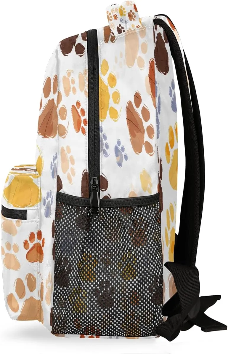 Backpack for Women Men Waterproof Backpack with Laptop Compartment, Lightweight Carry On Backpack for Travel, Work, Picnic, Cat Dog Paw Print