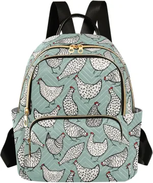 Backpack Purse Funny Chicken for Women's Lightweight Quilted Handbag Shoulder Bags Fashion Casual Ladies Backpack for Travel Work M