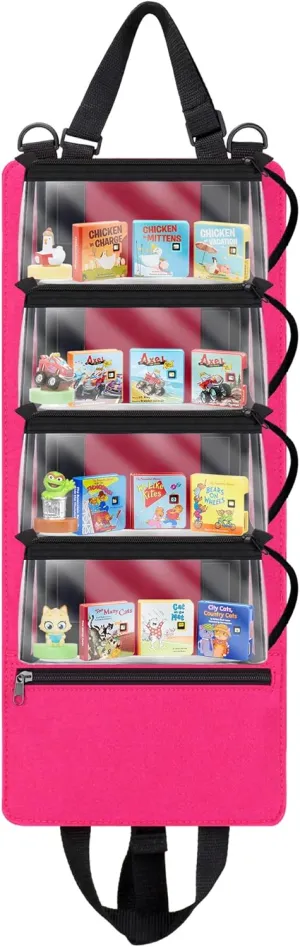 Bag for Little Tikes Story Dream Machine Books, Hold Up to 4 Characters and 12 Books, Compatible with Tonies Characters (Pink)