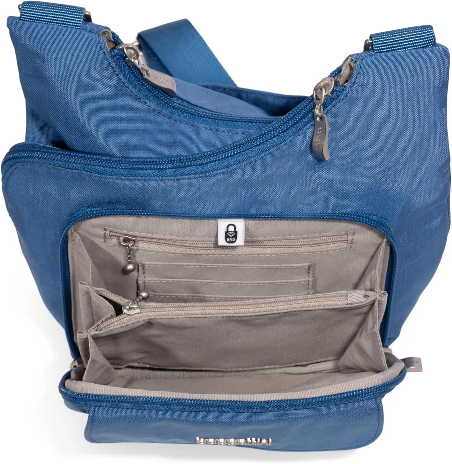 Baggallini Criss Cross 10x11 Crossbody Women Lightweight Water-Resistant Nylon Travel Bag W/RFID & Quick Access Pockets