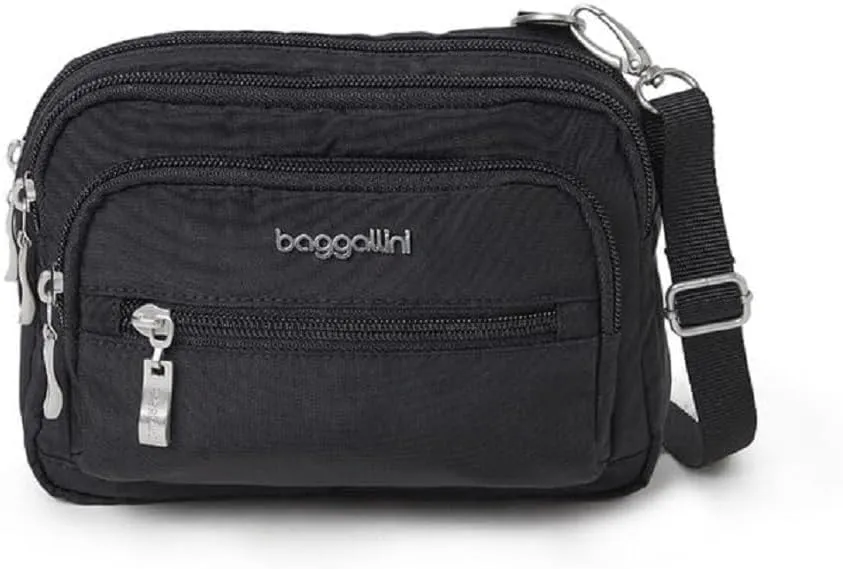 Baggallini Triple Zip Small Crossbody Bag for Women