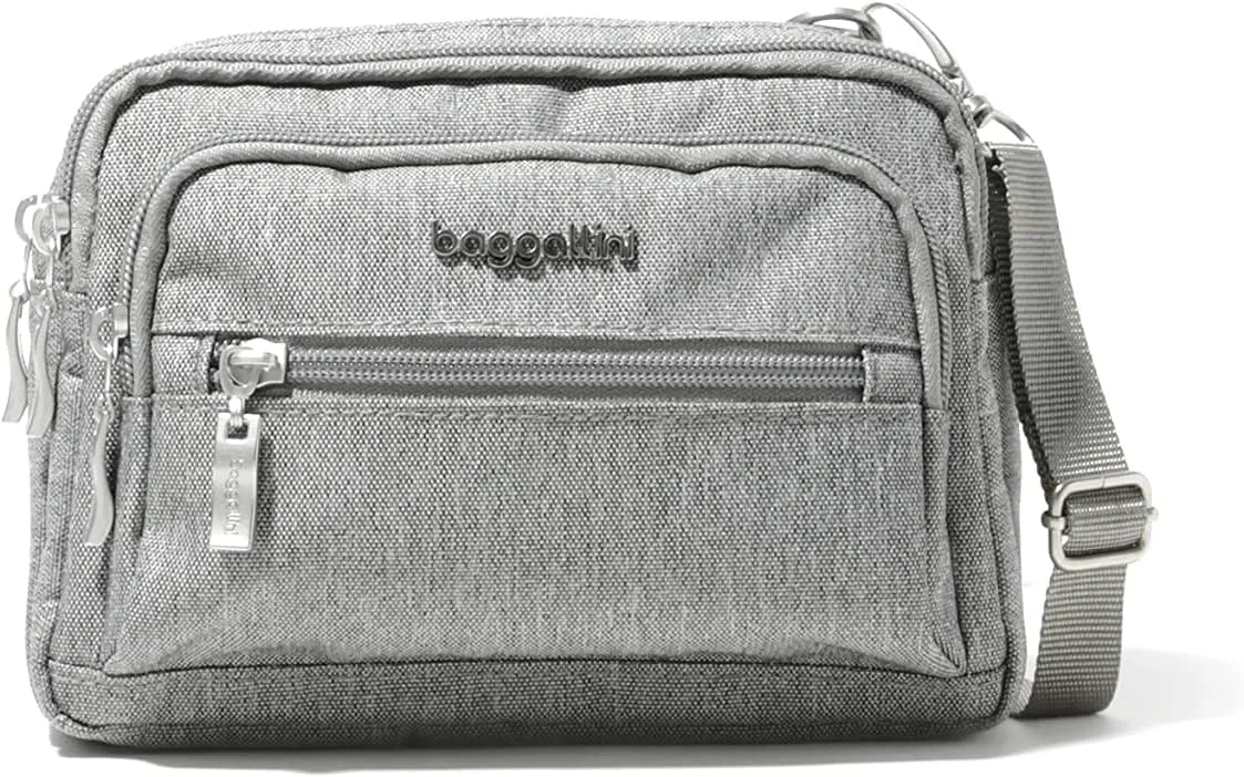 Baggallini Triple Zip Small Crossbody Bag for Women
