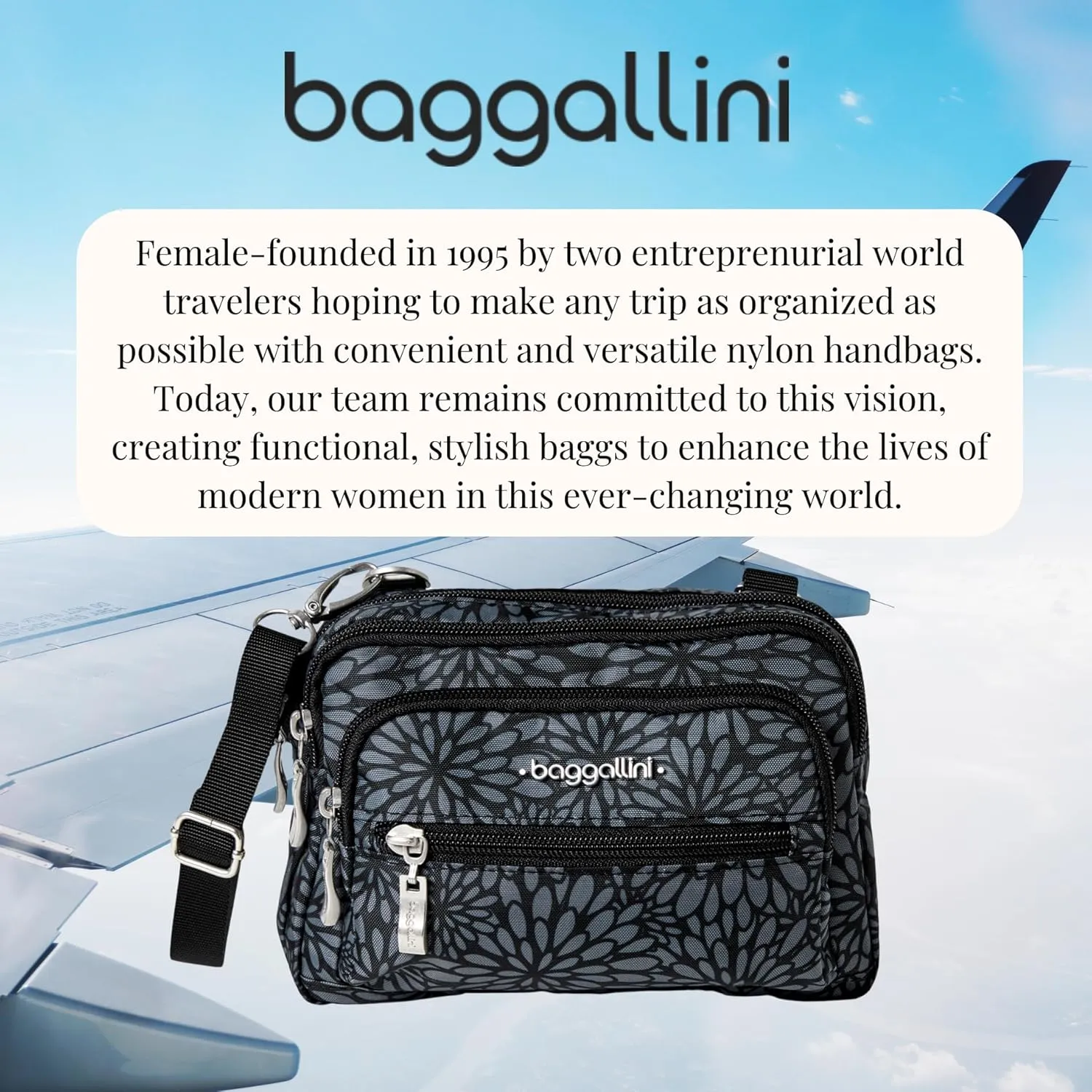 Baggallini Triple Zip Small Crossbody Bag