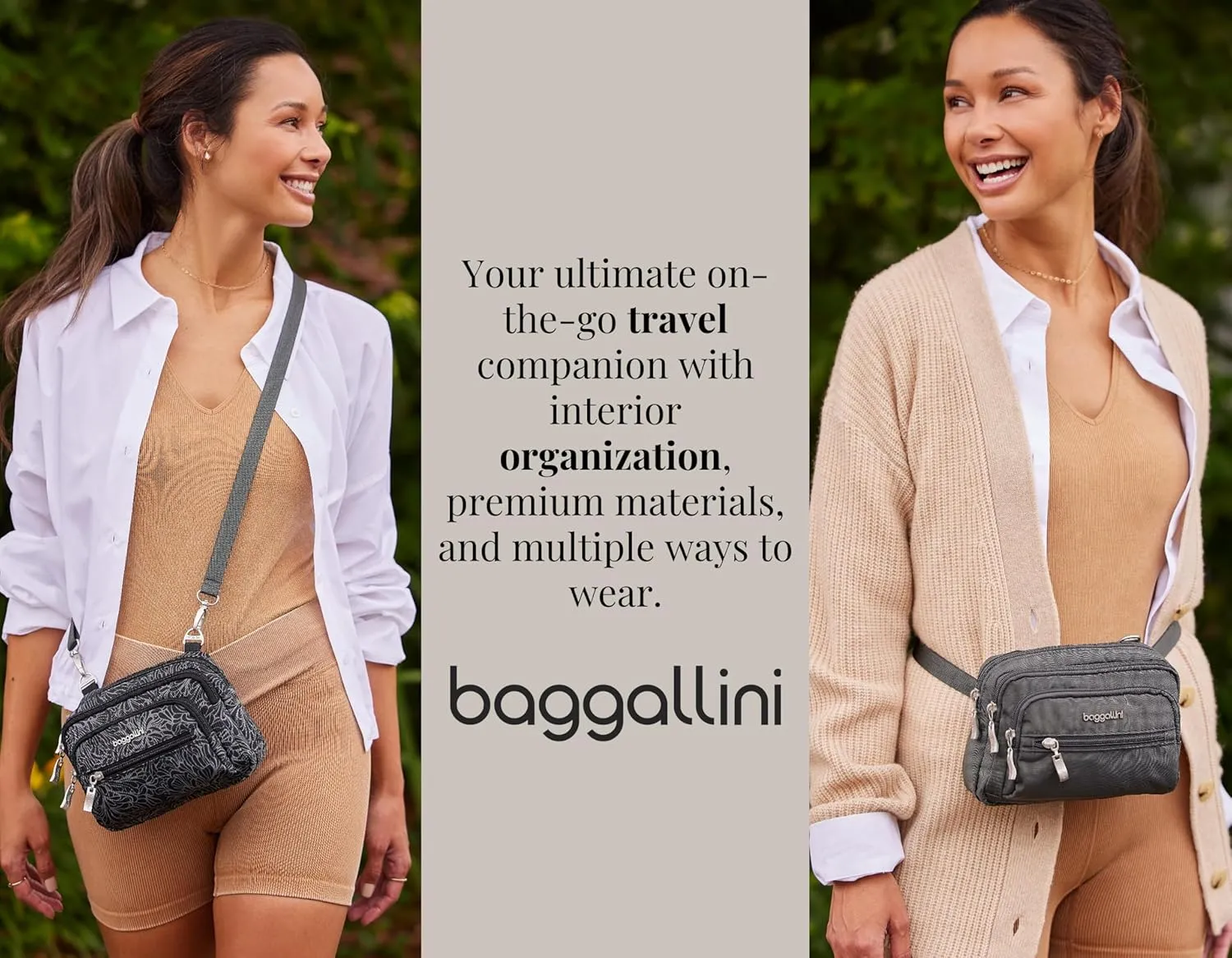 Baggallini Triple Zip Small Crossbody Bag