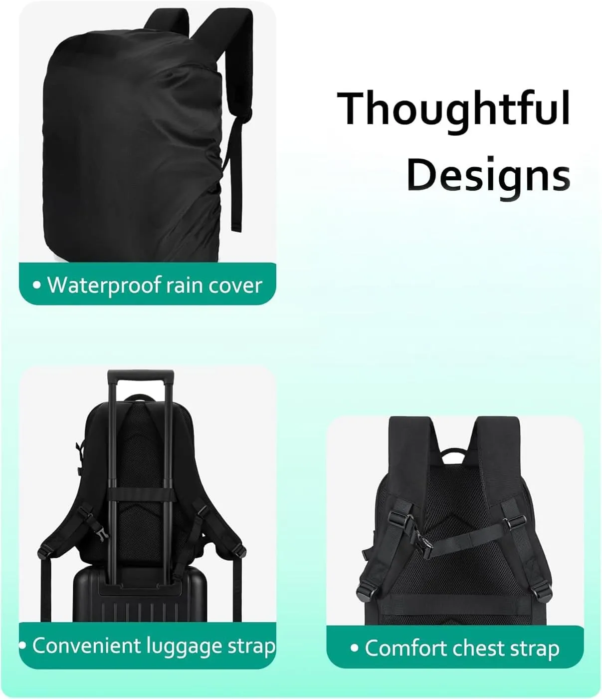 BAGSMART Camera Bag, DSLR SLR Camera Backpack Fits up to 15.6" Laptop, Camera Case for Photographers with Waterproof Rain Cover, Tripod Holder, Black