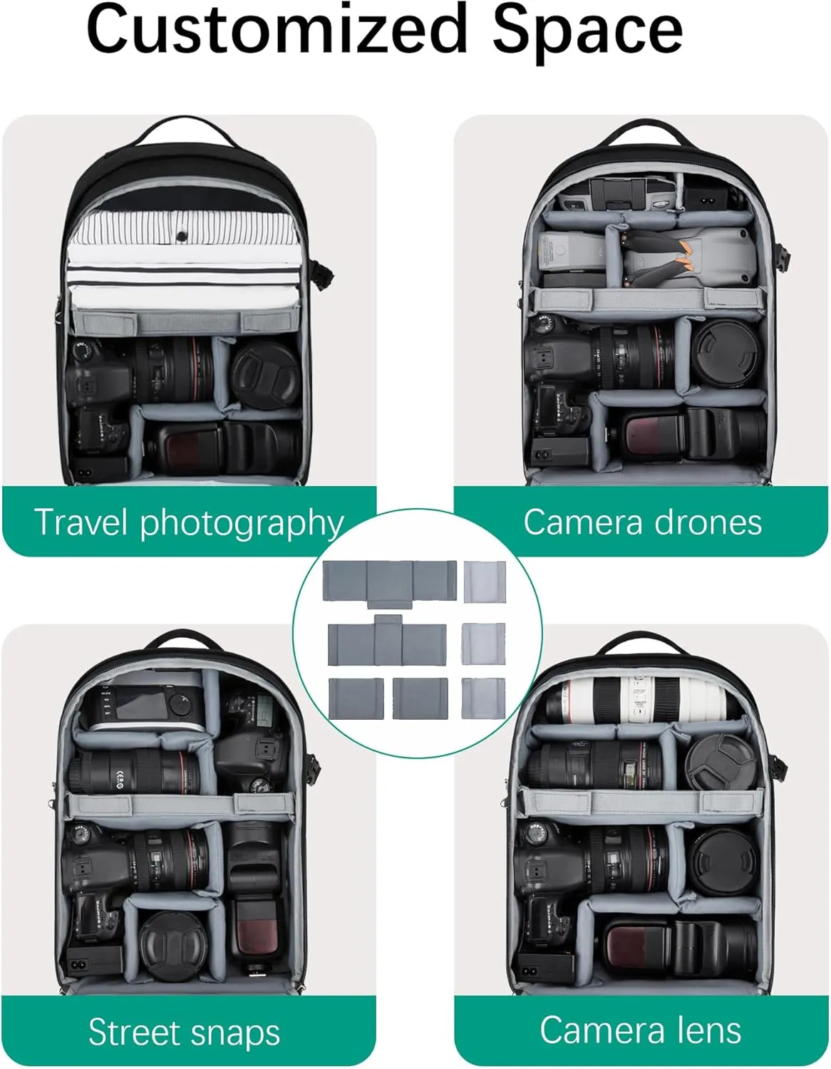 BAGSMART Camera Bag, DSLR SLR Camera Backpack Fits up to 15.6" Laptop, Camera Case for Photographers with Waterproof Rain Cover, Tripod Holder, Black