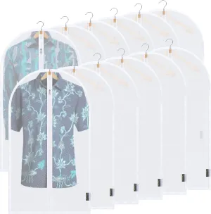 BALEINE 40'' Translucent Garment Bags, 12 Packs PEVA Dress Bag for Closet Clothes Dresses Suit Coats Storage (White, 12PK)