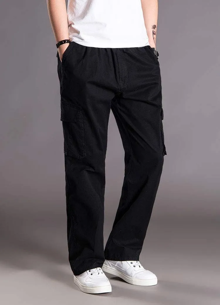 Banana Bucket Men's Full Elastic Waist Loose Fit Lightweight Workwear Pull On Cargo Pants