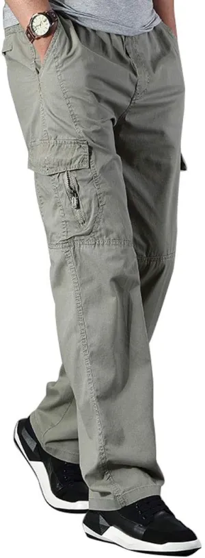 Banana Bucket Men's Full Elastic Waist Loose Fit Lightweight Workwear Pull On Cargo Pants