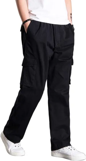 Banana Bucket Men's Full Elastic Waist Loose Fit Lightweight Workwear Pull On Cargo Pants