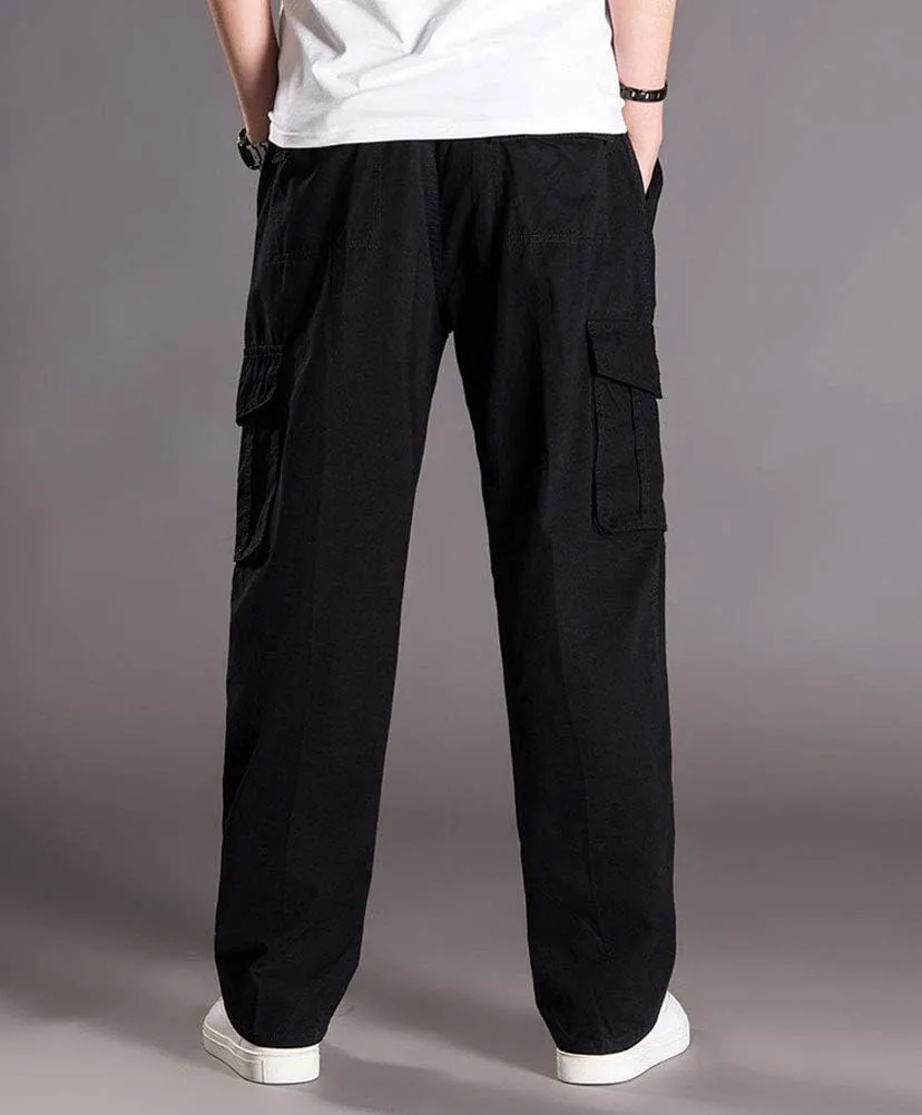 Banana Bucket Men's Full Elastic Waist Loose Fit Lightweight Workwear Pull On Cargo Pants