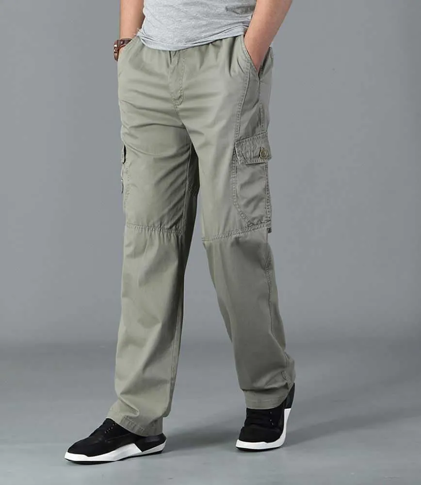 Banana Bucket Men's Full Elastic Waist Loose Fit Lightweight Workwear Pull On Cargo Pants