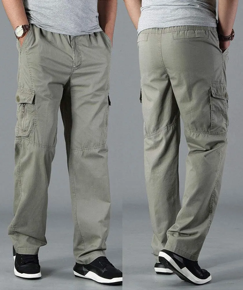 Banana Bucket Men's Full Elastic Waist Loose Fit Lightweight Workwear Pull On Cargo Pants