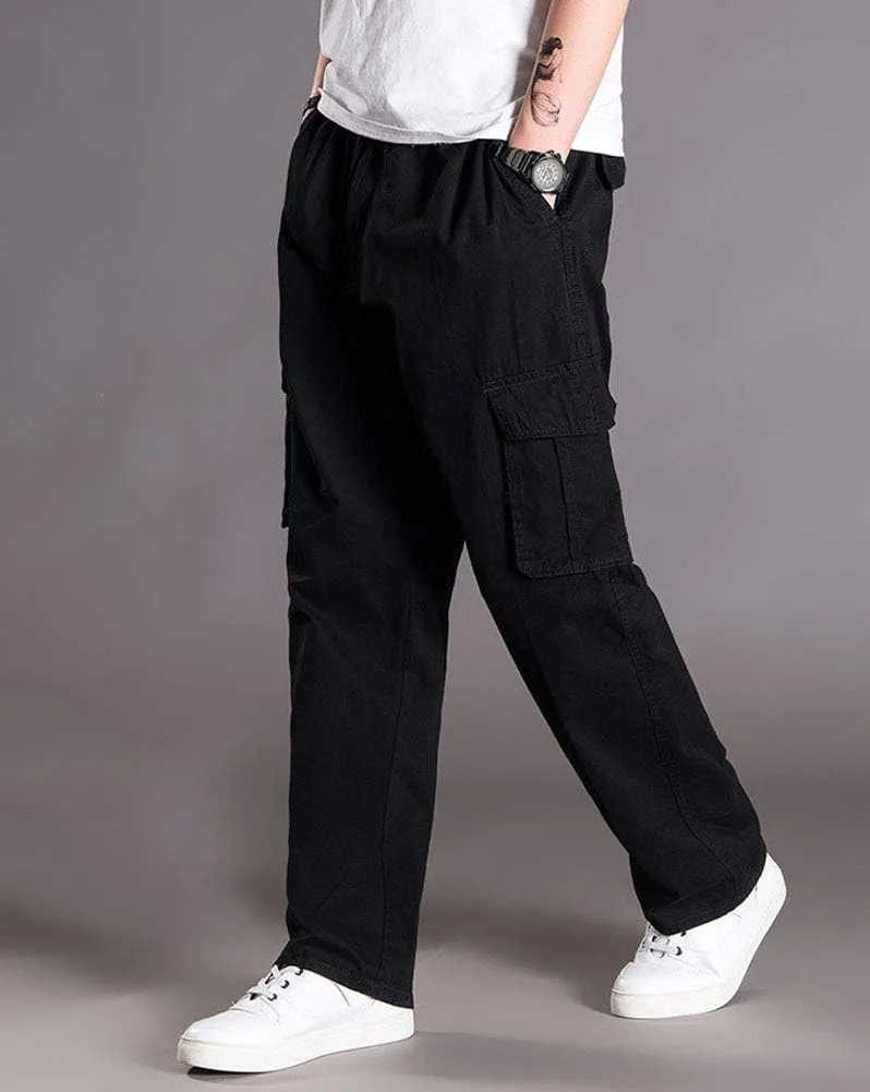Banana Bucket Men's Full Elastic Waist Loose Fit Lightweight Workwear Pull On Cargo Pants