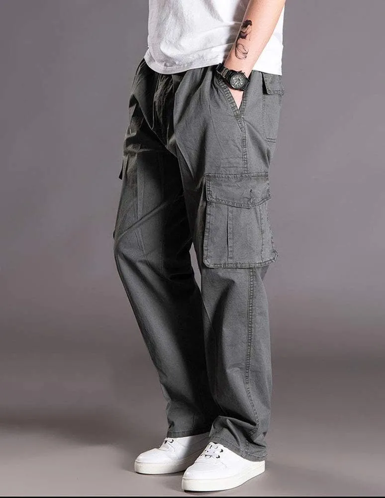 Banana Bucket Men's Full Elastic Waist Loose Fit Lightweight Workwear Pull On Cargo Pants