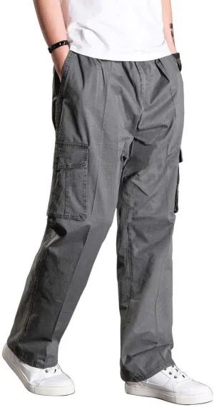 Banana Bucket Men's Full Elastic Waist Loose Fit Lightweight Workwear Pull On Cargo Pants