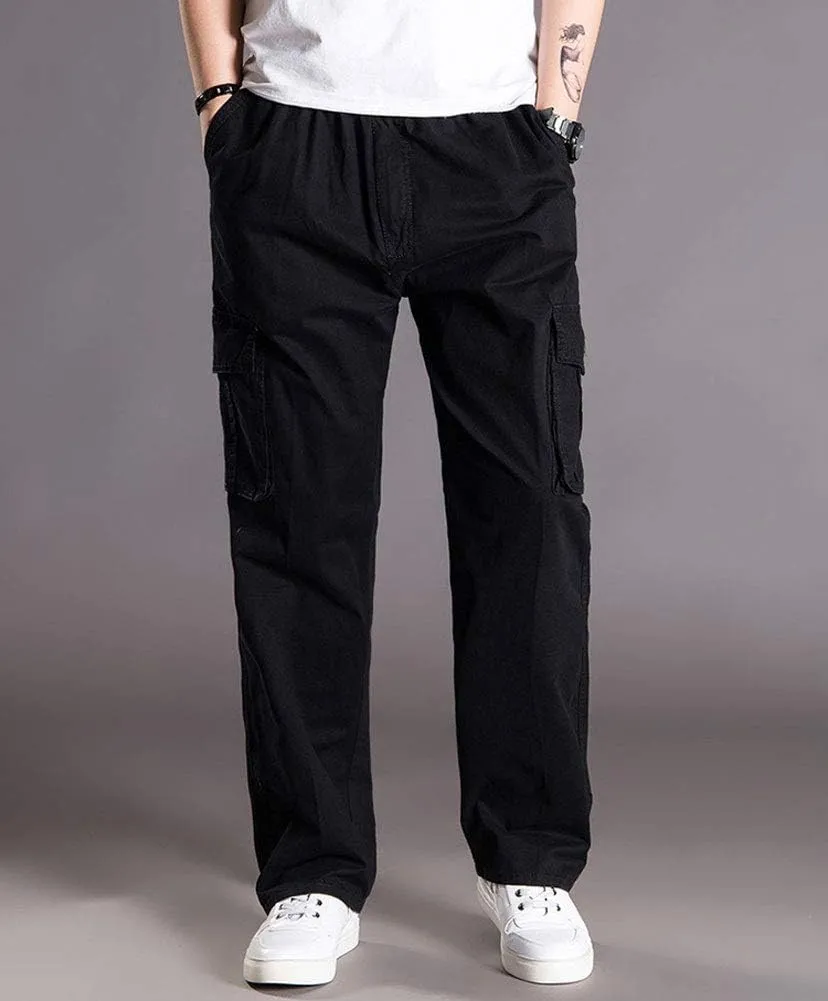 Banana Bucket Men's Full Elastic Waist Loose Fit Lightweight Workwear Pull On Cargo Pants