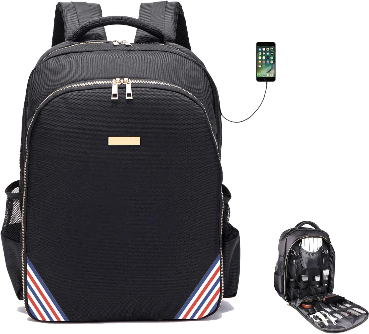 Barbers Bookbags for Clippers and Supplies Hairstylist Bags Travel Backpack Case for Barbers Tools Storage with USB and PU…