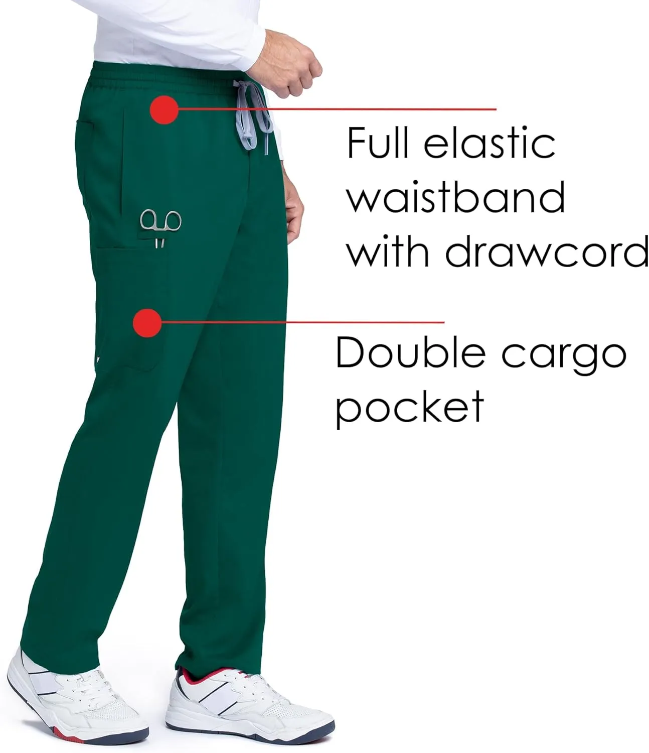 BARCO Grey's Anatomy Scrubs - Evan Scrub Pant for Men, Elastic Waist With Zip Fly, Straight Leg Men's Scrub Pant