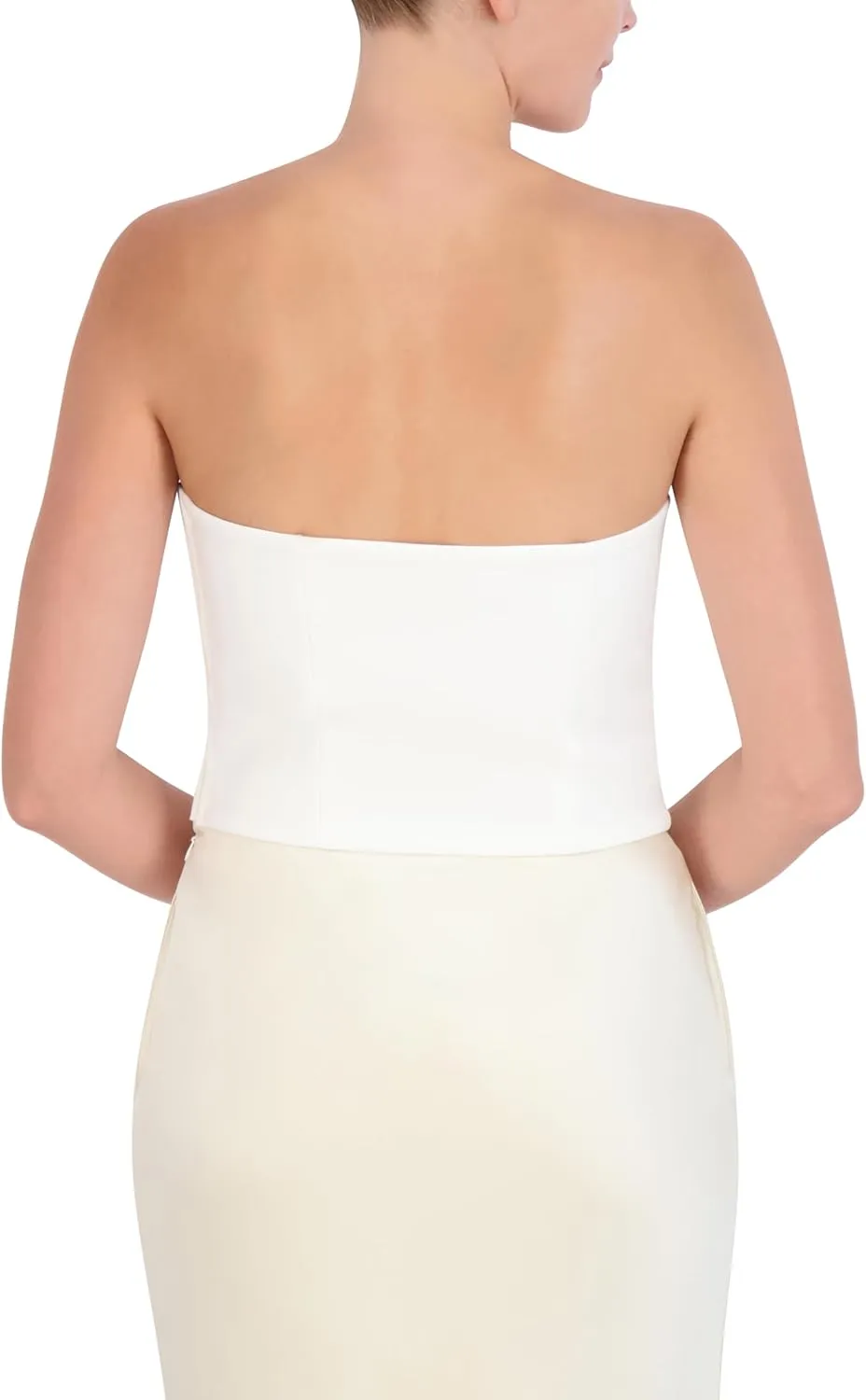 BCBGMAXAZRIA Women's Straight Neck Strapless Drape Top