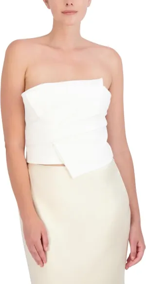 BCBGMAXAZRIA Women's Straight Neck Strapless Drape Top