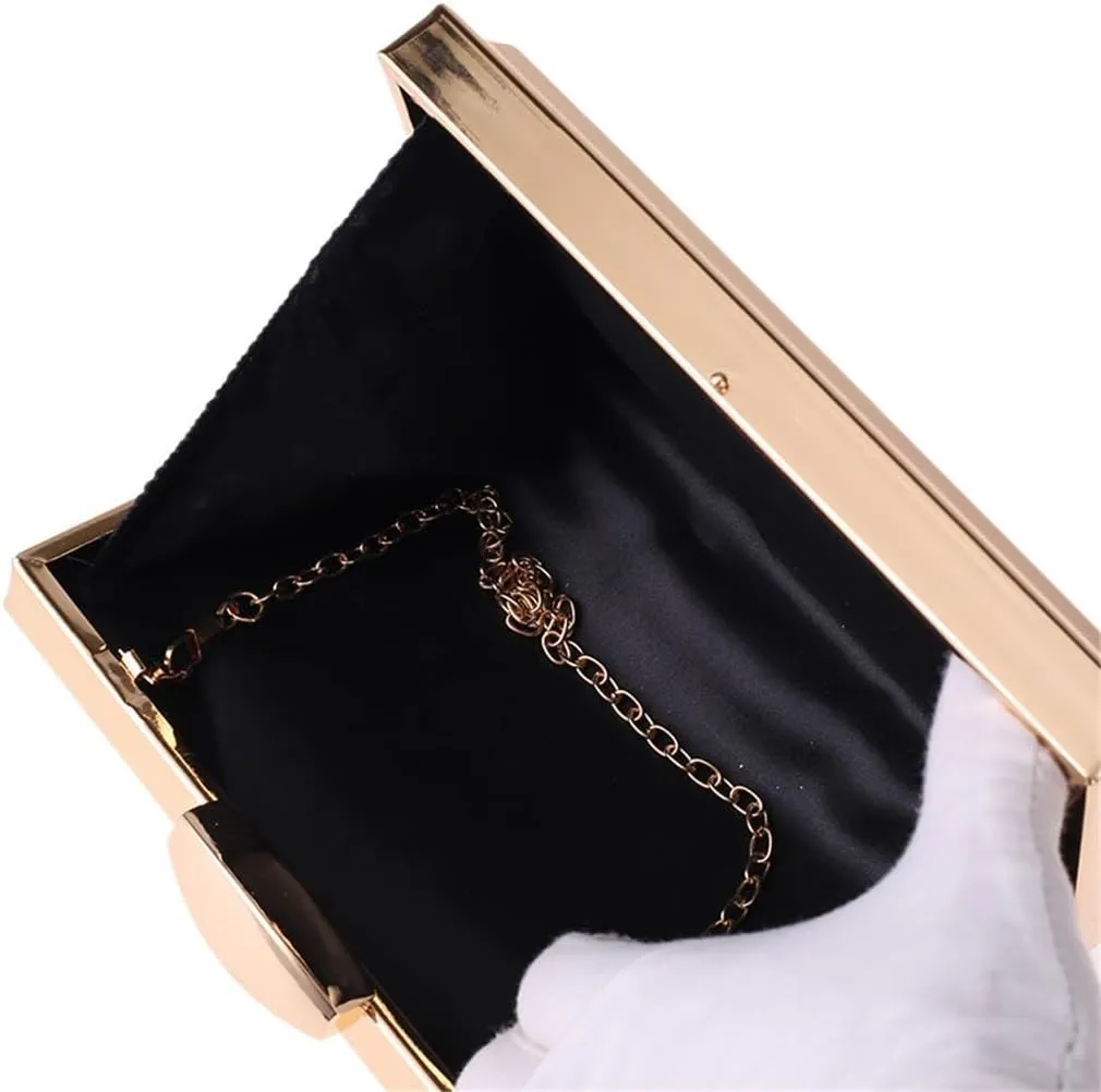 Beaded Patch Acrylic Evening Bag Evening Dress Banquet Clutch Tilt Bag 8115(Black)