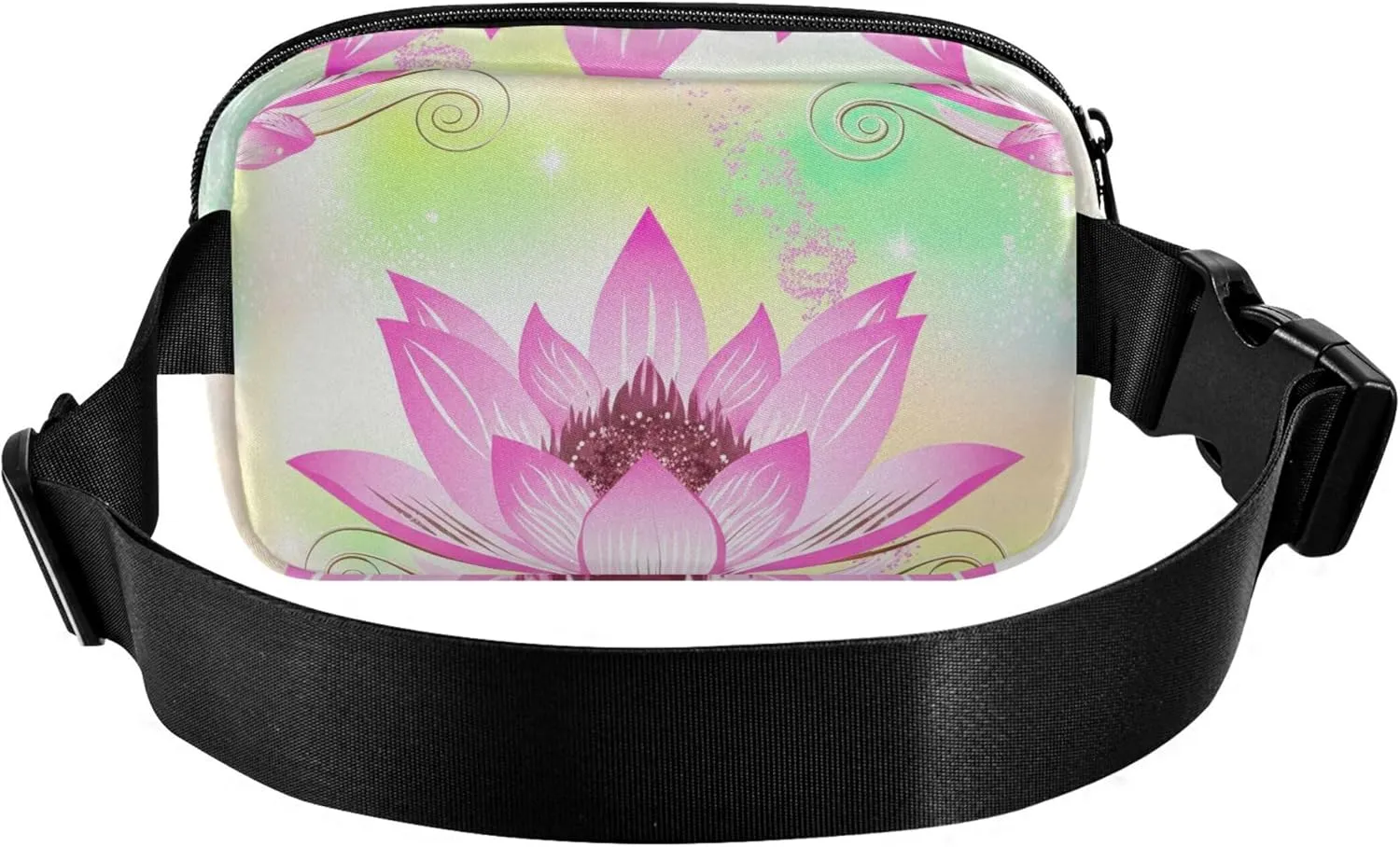 Beautiful Pink Lotus Flower Fanny Packs Women Waterproof Anti Theft Belt Bag Cute Cross Body Waist Pack