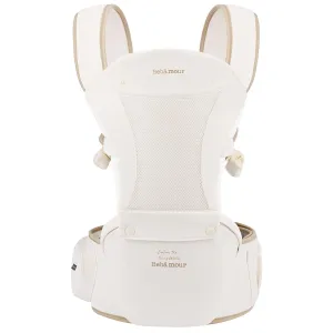 Bebamour Baby Carrier Safety-Certified Hip Seat Baby Carrier Newborn to Toddler Baby Hipseat 0-36Months with Head Hood, 3 PCS Teething Pads, Waist Extender & Storage Bag (New Khaki)