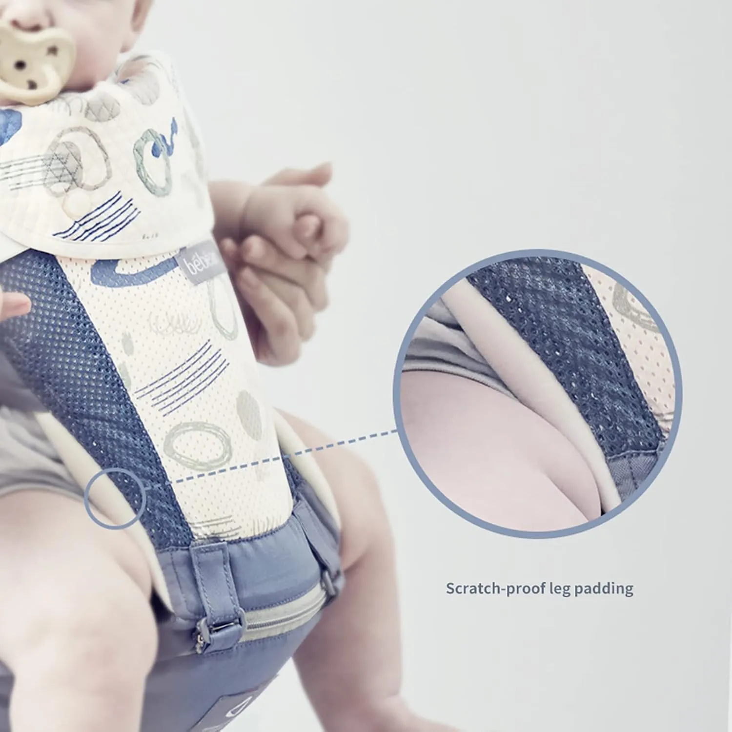 Bebamour Baby Carrier Safety-Certified Hip Seat Baby Carrier Newborn to Toddler Baby Hipseat 0-36Months with Head Hood, 3 PCS Teething Pads, Waist Extender & Storage Bag,Pink Print