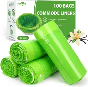 Bedside Commode Liners, 100 Leakproof Toilet Liners for Bedside Commode, Scented Adult Potty Chair Liners, Commode Liners for Commode Chair, Bedpan, Bucket Toilet (100 Bags Only)