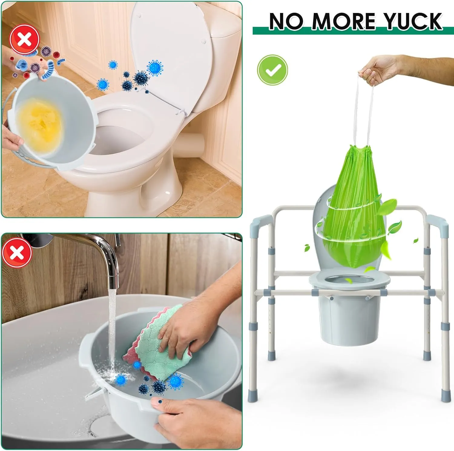 Bedside Commode Liners, 100 Leakproof Toilet Liners for Bedside Commode, Scented Adult Potty Chair Liners, Commode Liners for Commode Chair, Bedpan, Bucket Toilet (100 Bags Only)