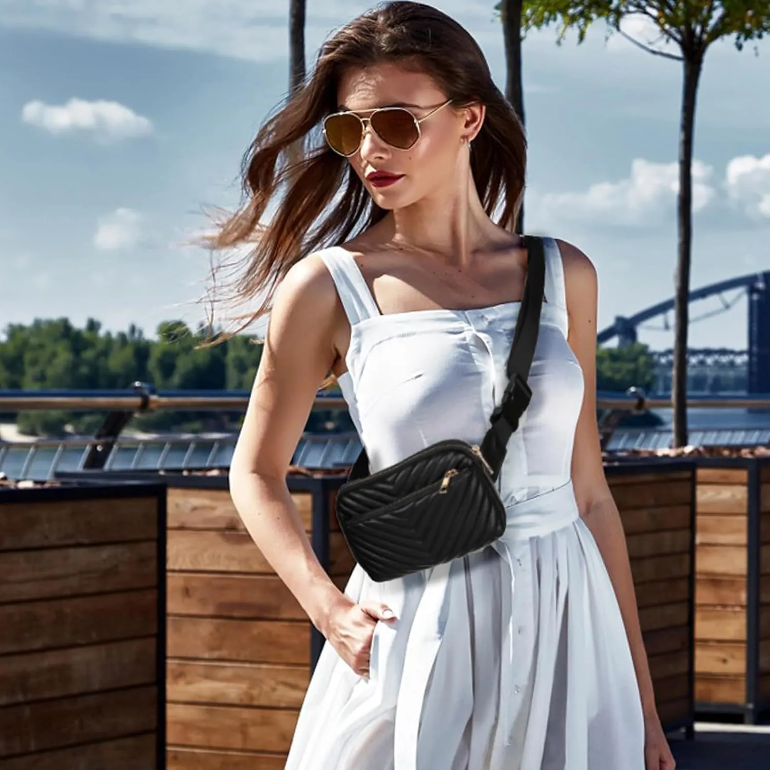 Belt Bag for Women Crossbody Trendy Fanny Pack Ladies Small Waist Bum Pack Chest Purse with Adjustable Strap