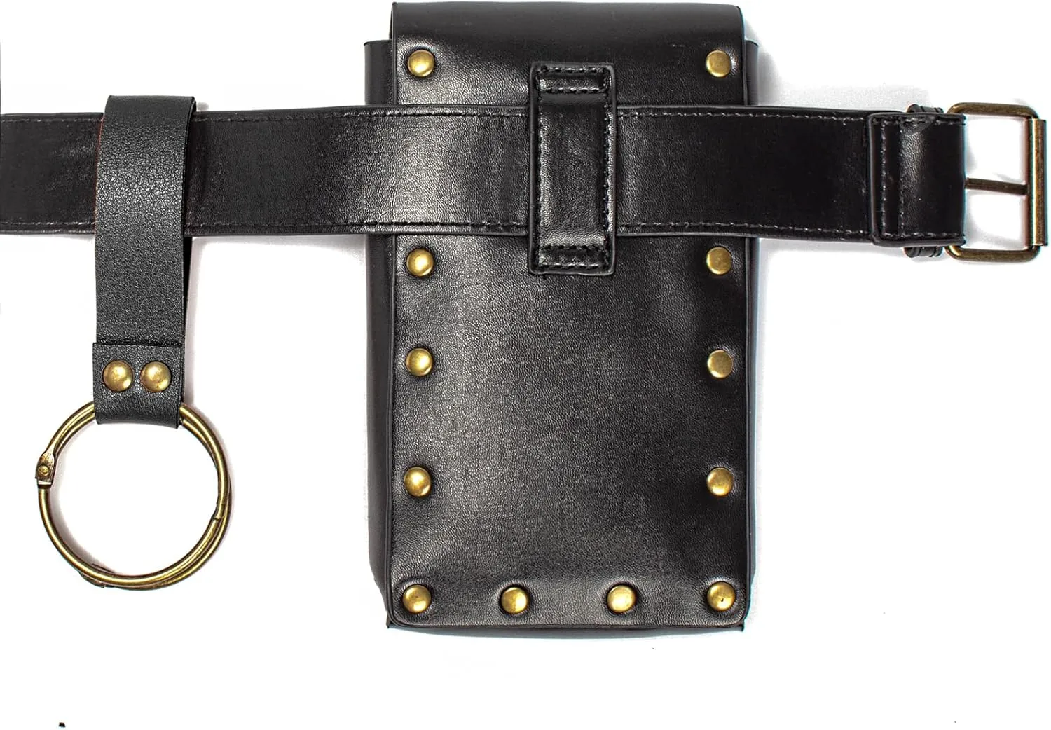 Belt Pouch Waist Bag Fanny Pack Steampunk Phone Holder Medieval Bag Leather Belt Renaissance Cosplay Costume Accessories (1-Balck)