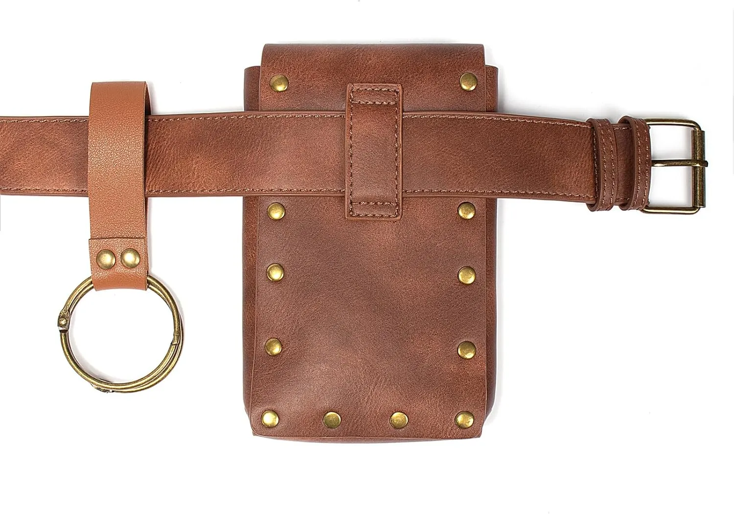 Belt Pouch Waist Bag Fanny Pack Steampunk Phone Holder Medieval Bag Leather Belt Renaissance Cosplay Costume Accessories (1-Brown)