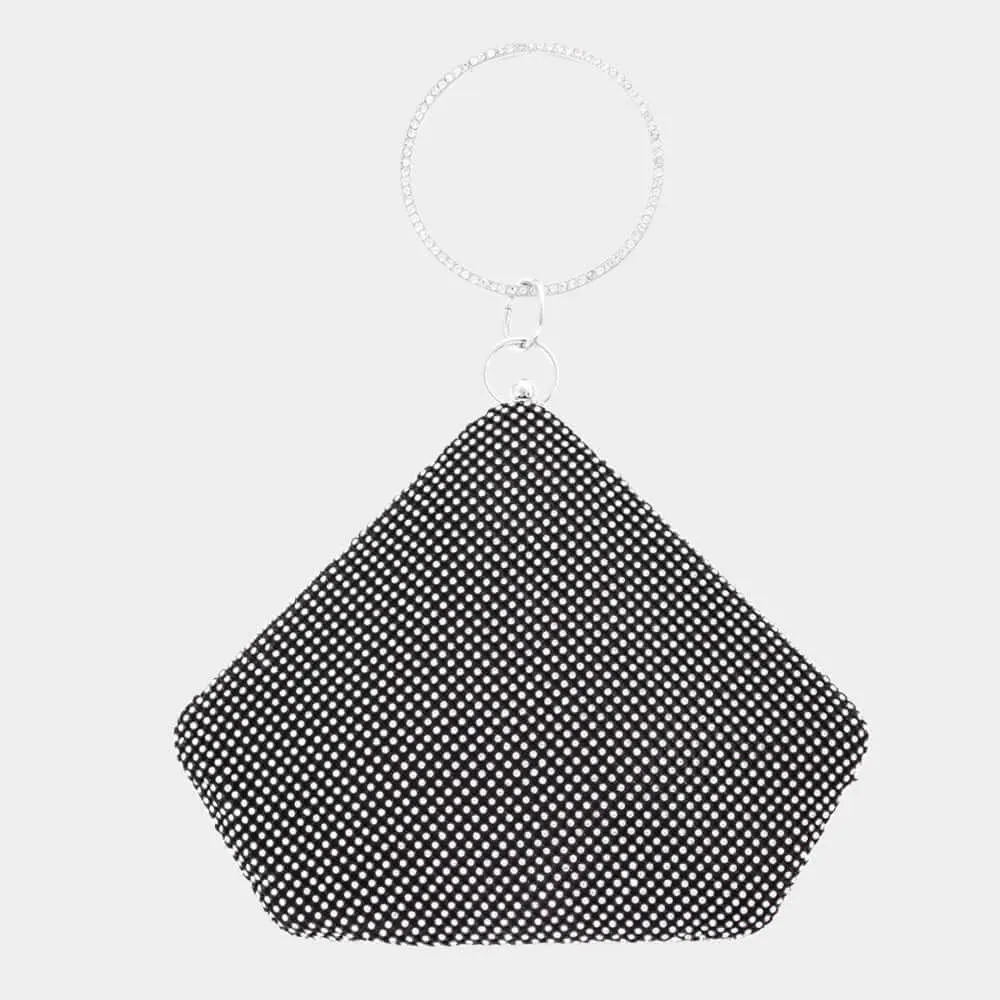 Black Bling Angled Evening Tote / Crossbody Bag