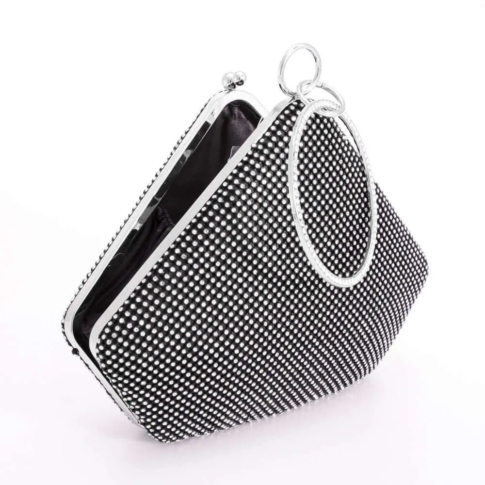 Black Bling Angled Evening Tote / Crossbody Bag