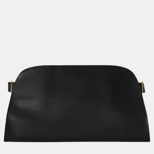 Black Calfskin Leather Margaux EW Clutch