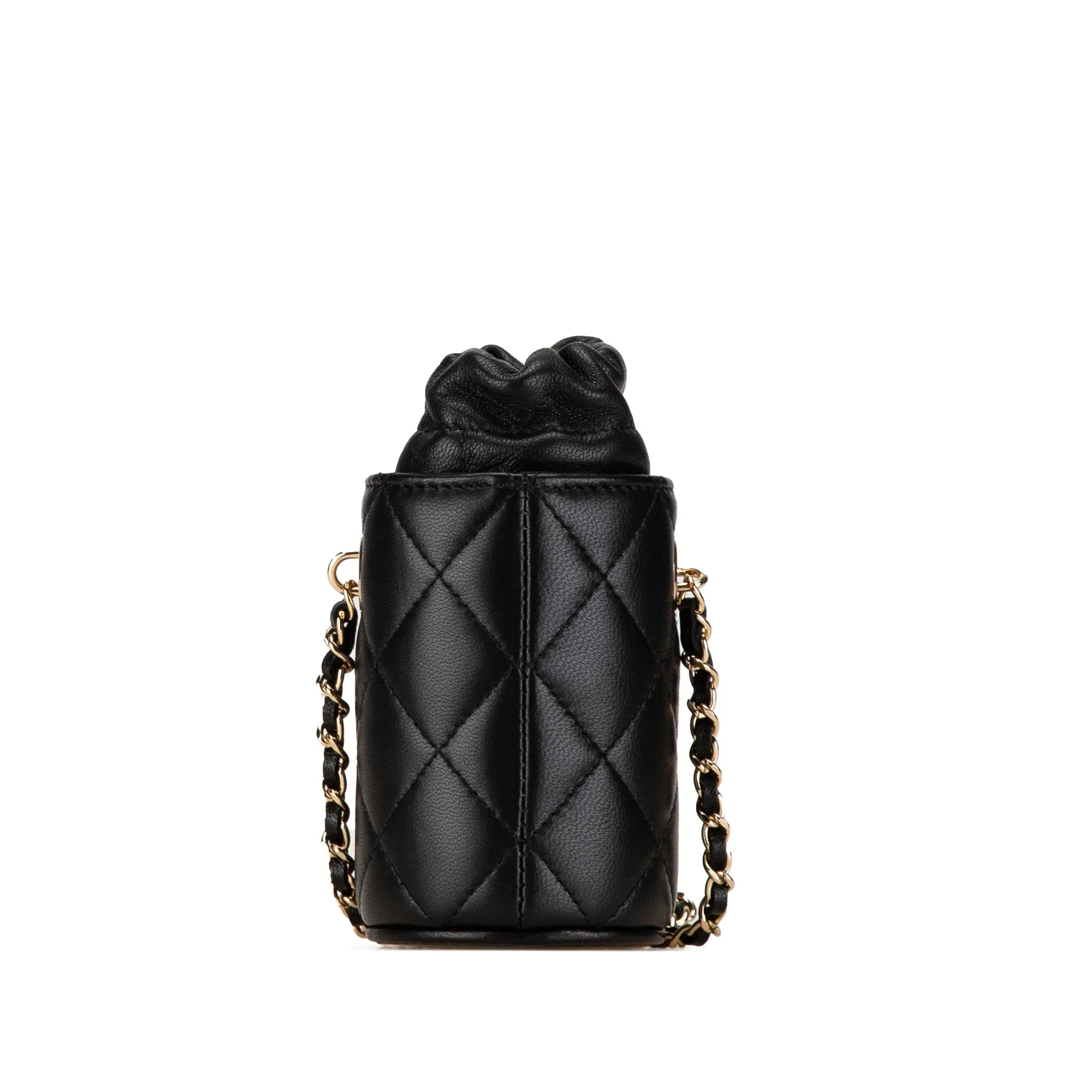 Black Chanel Micro CC Quilted Calfskin Drawstring Bucket Bag