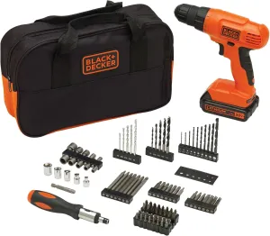 BLACK DECKER 20V MAX* POWERCONNECT Cordless Drill Kit   100 pc. Kit (BDC120VA100), Orange