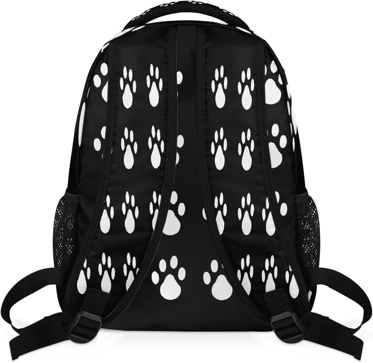 Black Paw Print Travel Backpack, Large 16 Inch Laptop Bookbag Lightweight Carry-On Bag for Business Travel & Hiking