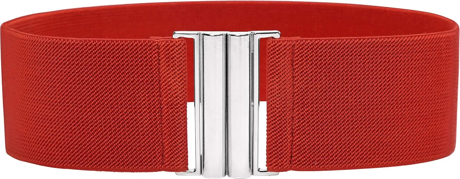BlackButterfly Wide Elastic Waist Cinch Stretch Waistband Retro Vertical Clasp Buckle Belt