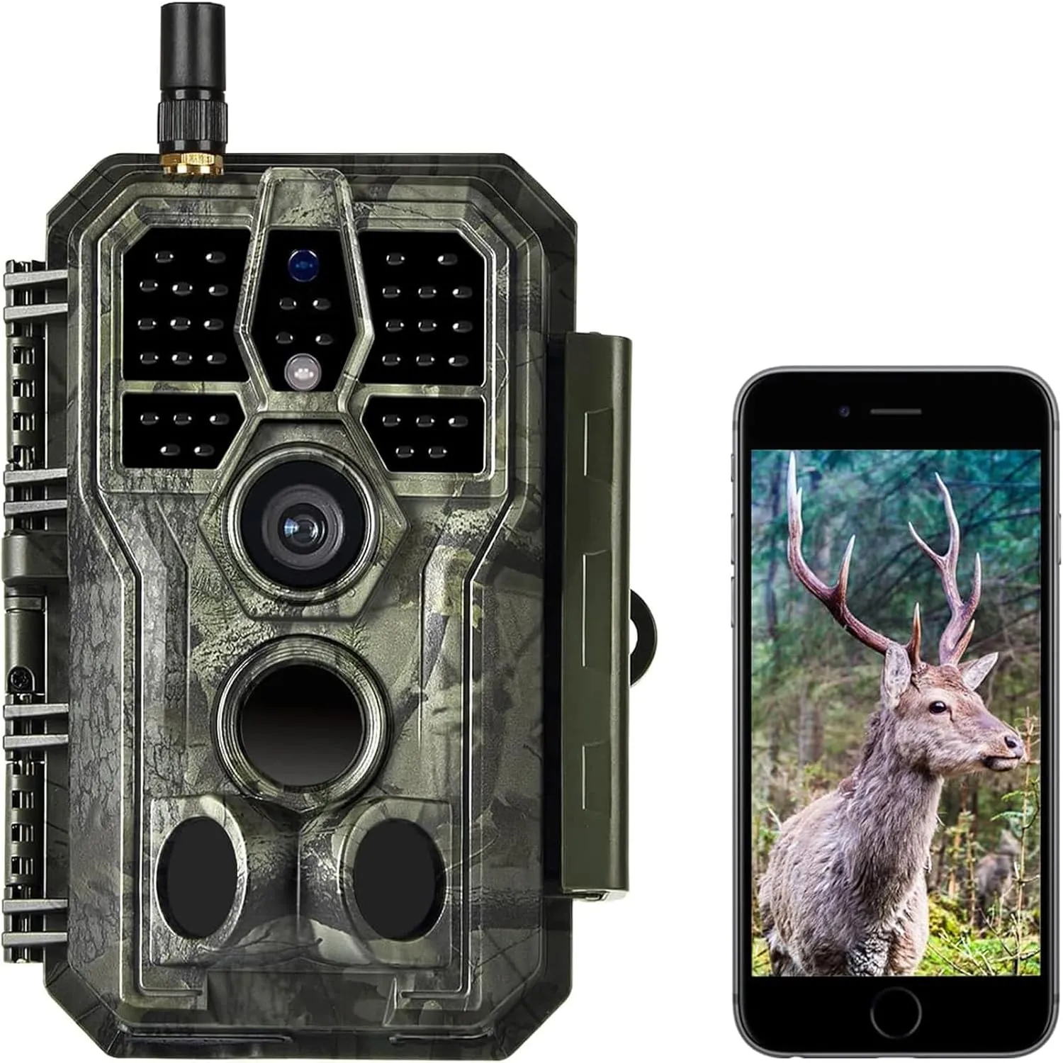 BLAZEVIDEO 48MP 1296P WiFi Trail & Game Camera with 0.1s Trigger Speed No Glow Night Vision Motion Activated IP66 Waterproof Wireless Hunting Cam with App for Wildlife Hunting, Yard Security