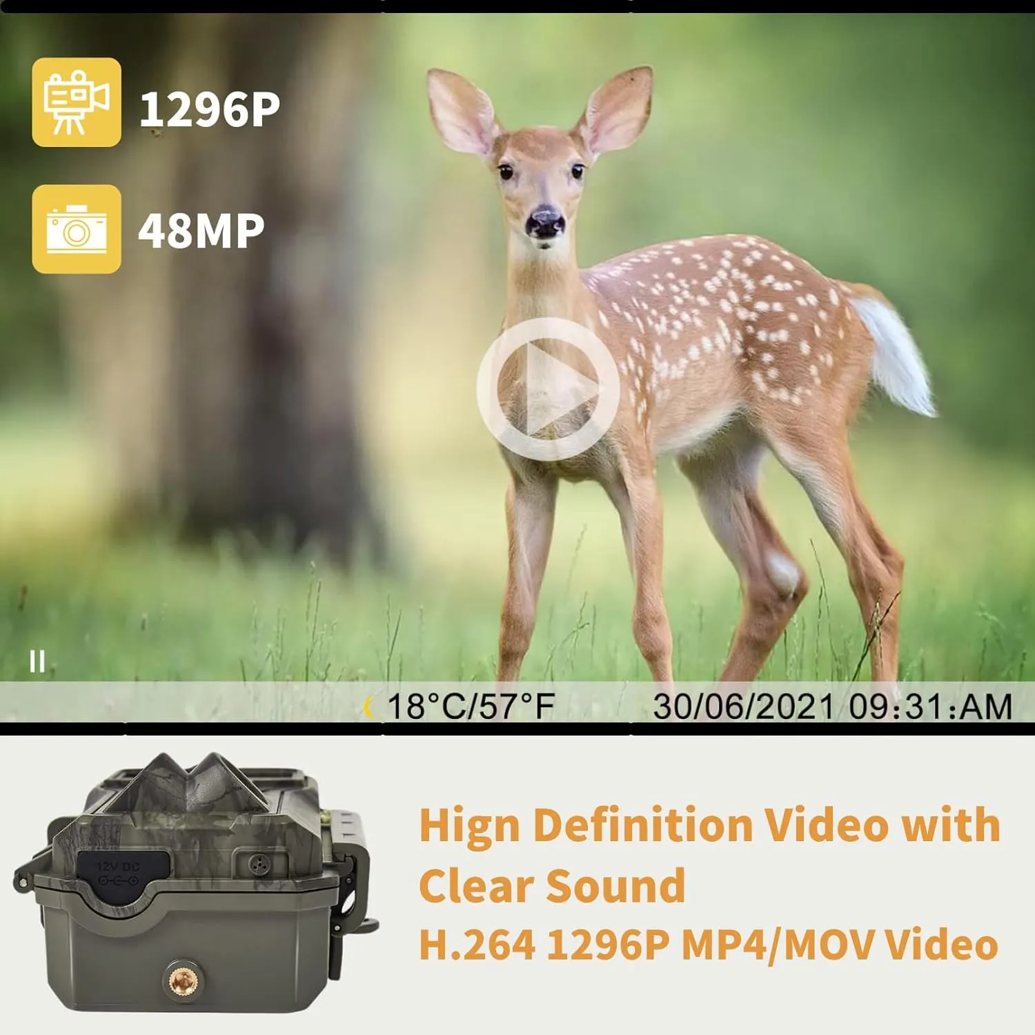 BLAZEVIDEO 48MP 1296P WiFi Trail & Game Camera with 0.1s Trigger Speed No Glow Night Vision Motion Activated IP66 Waterproof Wireless Hunting Cam with App for Wildlife Hunting, Yard Security