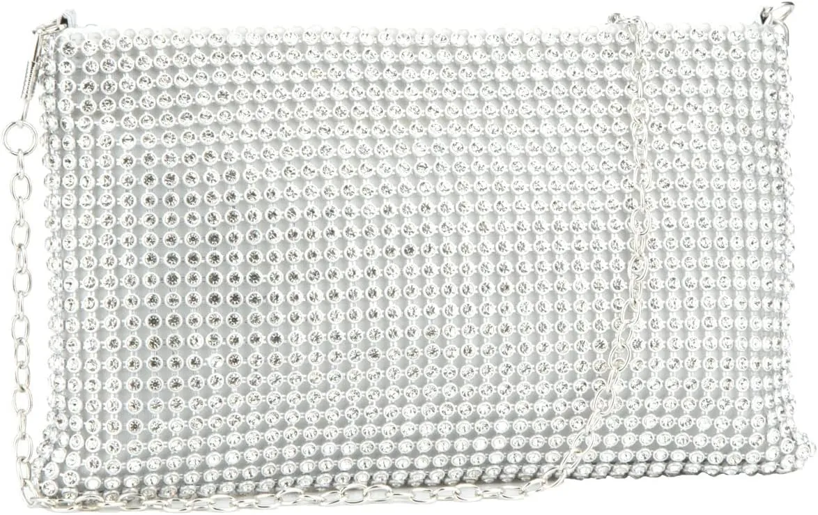 Bling Mesh Purse Small Clutch for Women Money Purse Evening Wristlet Clutch Bag Little Crystal Cell Phone Purses