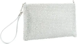 Bling Mesh Purse Small Clutch for Women Money Purse Evening Wristlet Clutch Bag Little Crystal Cell Phone Purses