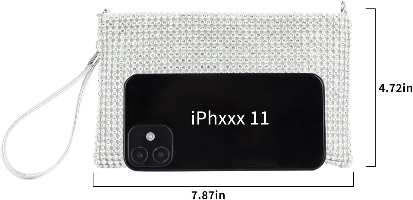 Bling Mesh Purse Small Clutch for Women Money Purse Evening Wristlet Clutch Bag Little Crystal Cell Phone Purses