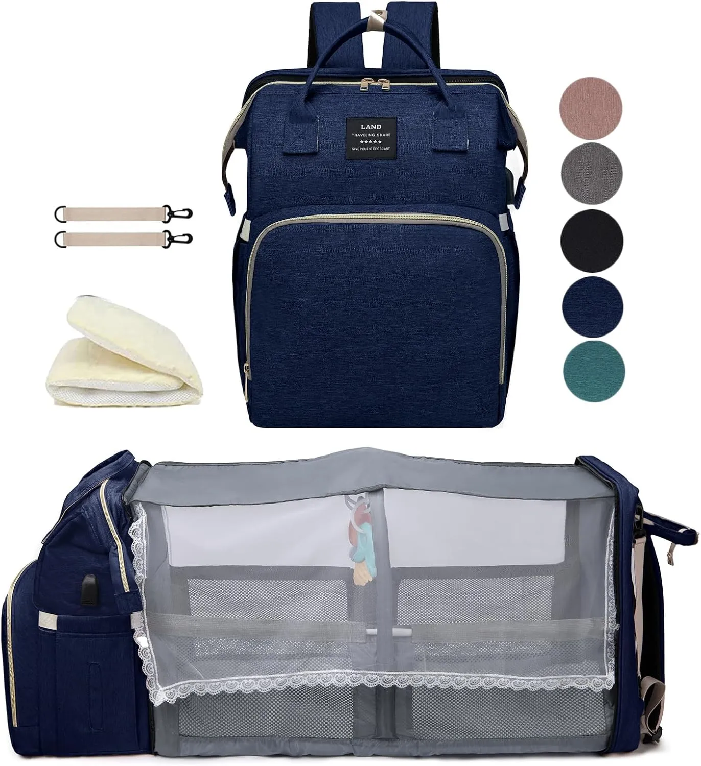 Blue Diaper Bag Backpack for Mom: Large Baby Bags with Changing Station for Toddler Boys Girls Women Dad Mommy Men Travel Backpack Newborn Essential Pañaleras Bebe Niña Niño Baby Registry Search