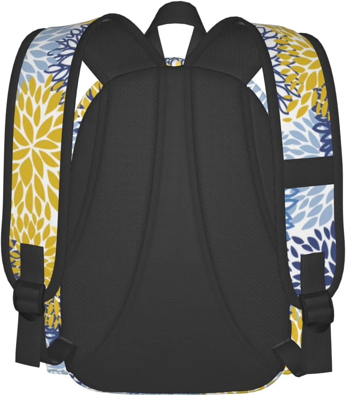 Blue Yellow And Navy Chrysanthemum Flowers Laptop Backpack For Men Women, Daisy Floral Lightweight Daypack Bookbag For Daily Commutes Business Travel Hiking